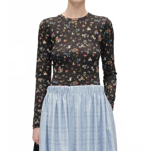 NEW STINE GOYA elastic long sleeve top in magnolia garden